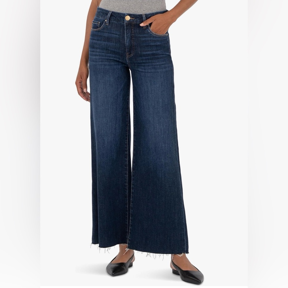 Kut from the Kloth Meg High-Rise Fab AB Wide Leg Raw Hem NWOT
